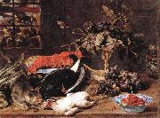 Frans Snyders Hungry Cat with Still Life oil painting artist